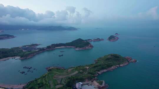 福建霞浦傍晚蓝调风景航拍