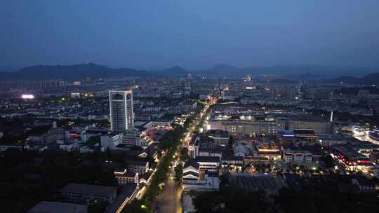 浙江绍兴城市夜景灯光交通航拍视频素材模板下载