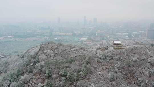 4k航拍山东济南千佛山雪景