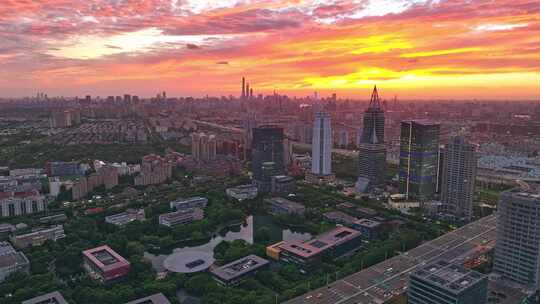 上海日落 陆家嘴 金融区 城市天际线视频素材模板下载