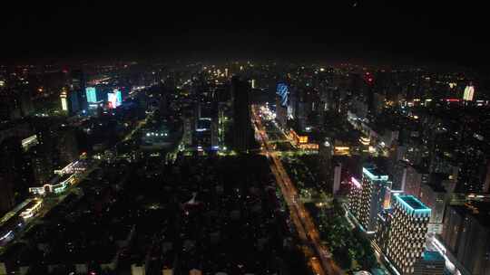 山东日照城市夜景灯光航拍