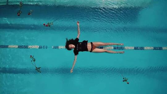 泳池漂浮的人视频素材模板下载
