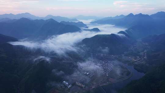 杭州富阳山川云海航拍