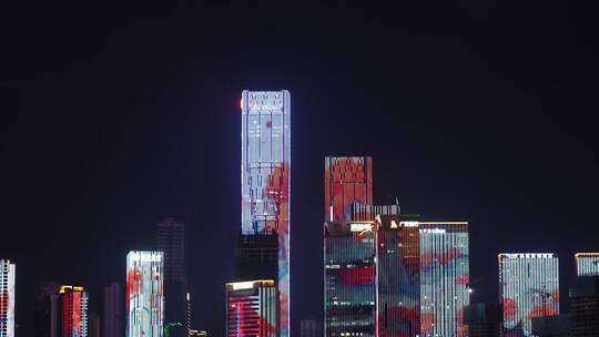 湖南金融中心夜景湘江城市灯光秀合集
