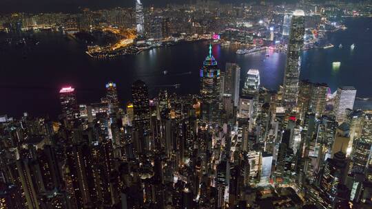 香港航拍城市夜景大景