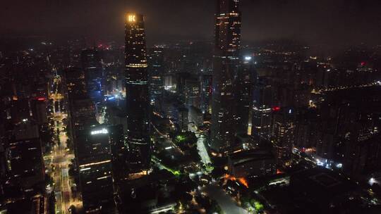 珠江新城夜景航拍