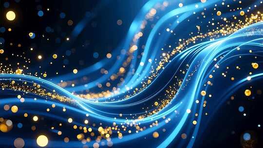 金色粒子光线流动舞台背景素材科技质感4K