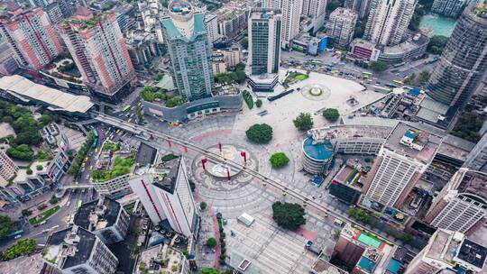 重庆杨家坪步行街轻轨延时视频素材模板下载