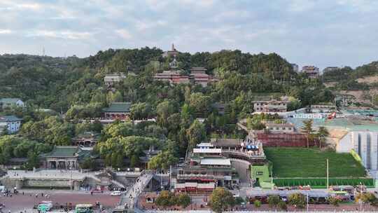 甘肃兰州白塔山公园兰州白塔寺航拍