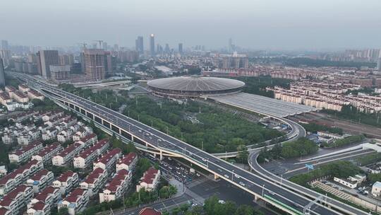 上海南站航拍空镜