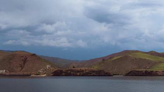 幸运峰，湖，山脉，船