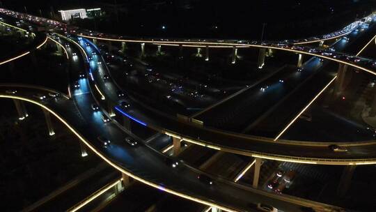 立交桥航拍夜景视频素材模板下载