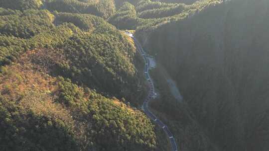 秋天午后航拍安徽省黄山市璜尖岭风景