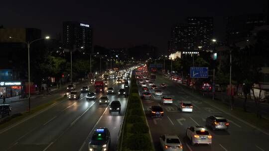 城市下班高峰期车流拥堵夜景视频素材模板下载
