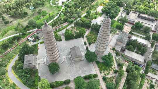 航拍 山西 太原 永祚寺 双塔