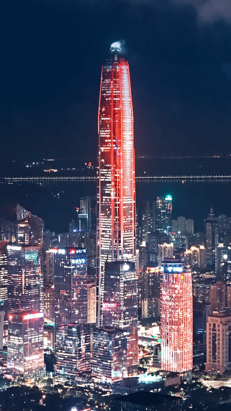 深圳夜景竖屏航拍