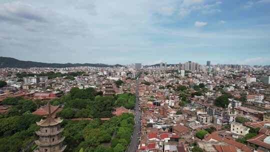 福建泉州古西街钟楼开元寺航拍