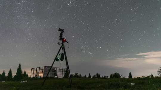 户外唯美夜晚星空银河延时