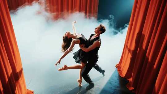 舞台上双人芭蕾舞表演