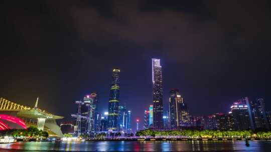 广州珠江新城夜景高楼大厦建筑群视频素材模板下载