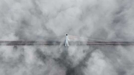 雾中桥梁俯拍