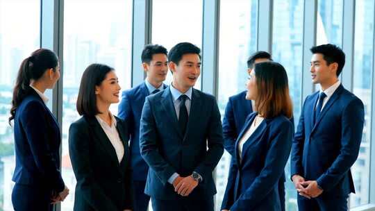 商业写字楼白领商务办公握手公司合作会议