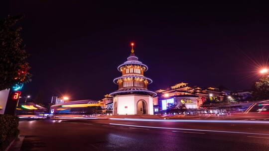 扬州文昌阁四望亭夜景延时航拍合集