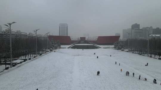 武汉辛亥革命博物馆雪景航拍