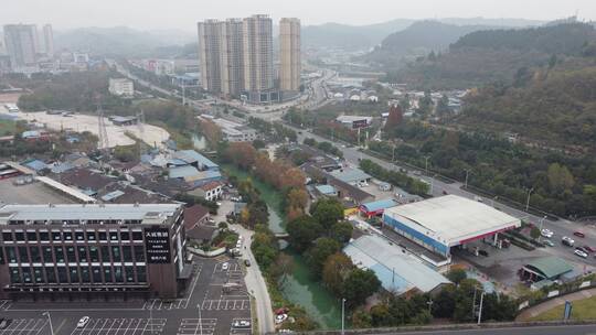 航拍湖北宜昌西陵区城市建筑