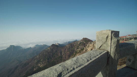 中国山东泰安泰山山顶风景风景区视频素材模板下载