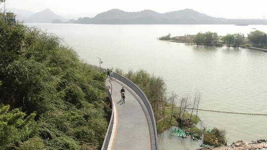 航拍杭州青山湖风景