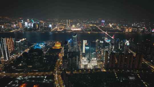 杭州钱江新城夜景大全景航拍