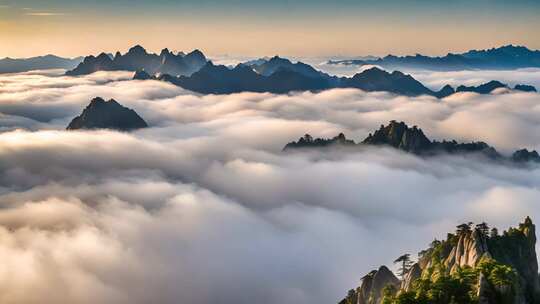 山峦云海壮美全景