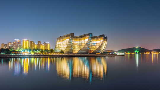 4K 徐州云龙湖音乐厅夜景 移动延时