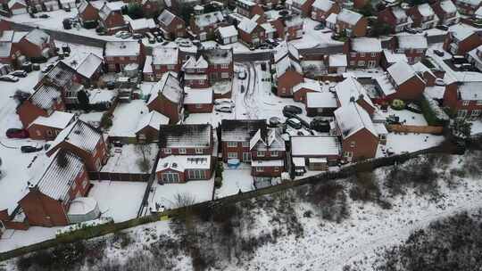 城市积雪建筑物鸟瞰图