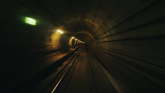 在地铁隧道中行驶的pov镜头