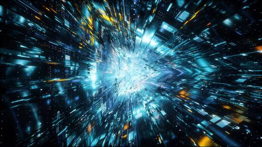 科技光线转场穿梭隧道实体置换旋转三角形