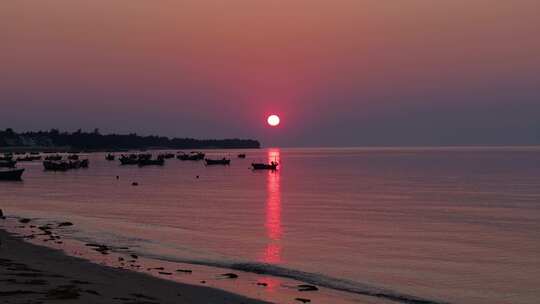 海南光村银滩傍晚夕阳