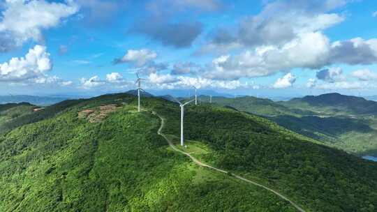 4K航拍风车山风力发电视频素材模板下载