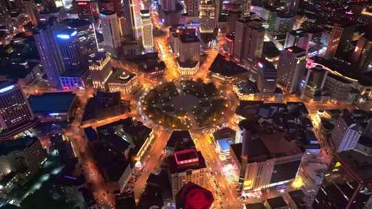 大连中山广场夜景航拍