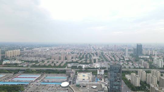 上海奉贤区全景地标建筑高楼大厦小区4K航拍视频素材模板下载