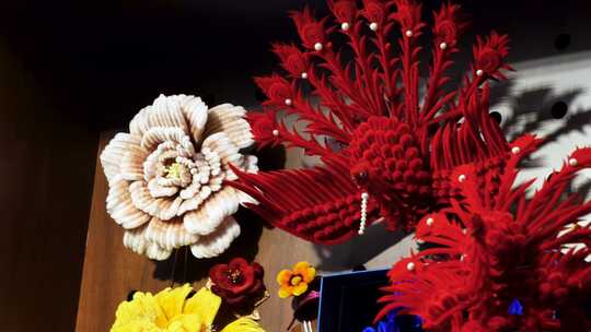 中国传统非遗文化，精美的绒花技艺工艺品