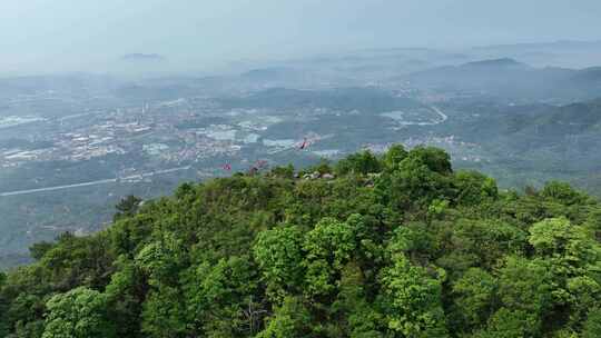 山顶旗帜航拍山峰红旗山顶国旗登顶成功旗子