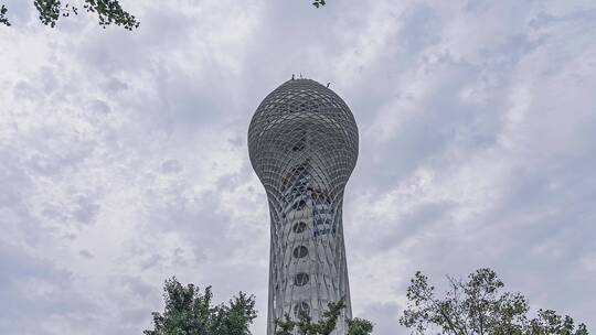 上海前滩西岸公园傍晚广场舞夜景延时摄影