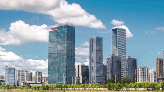 大气南昌艾溪湖cbd延时摄影