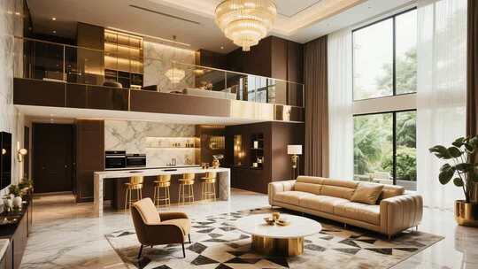 现代风格豪华客厅室内场景