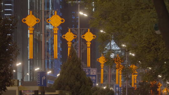 城市热闹街道 城市年味街景