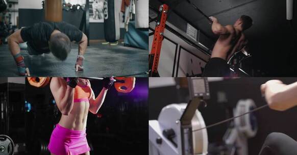 健身房男女健身器材训练 视频合集