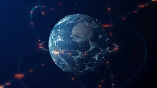 科技感互联网全球地图互联互通未来科技星链