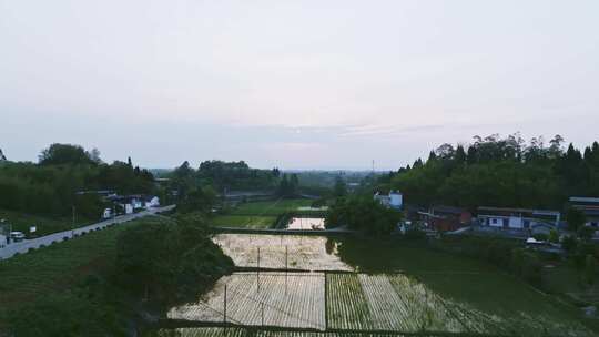 高清航拍乡村农田农村山水风光自然风景